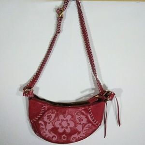 Euc red& pink real leather purse